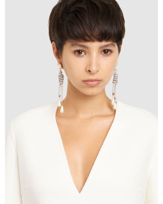 Rosantica White Gaia Crystal & Faux Pearl Earrings