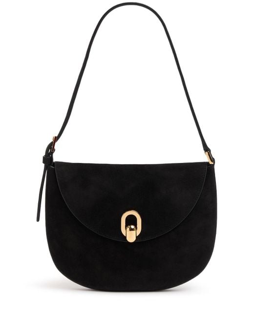 SAVETTE Black The Small Tondo Suede Hobo Bag Unique