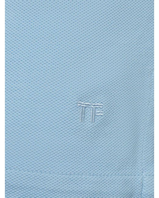 Polo tennis in piqué di Tom Ford in Blue da Uomo