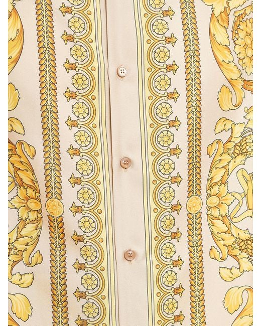 Camicia in seta stampa barocco di Versace in Metallic da Uomo
