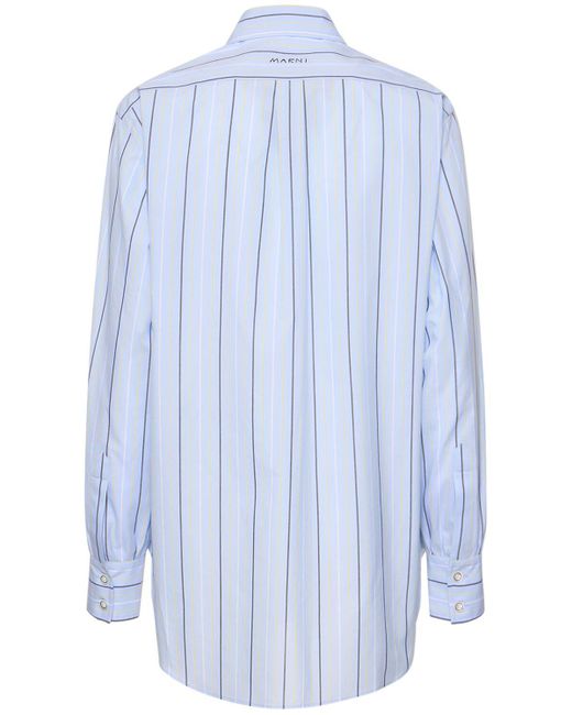 Camicia oversize in popeline di cotone di Marni in Blue