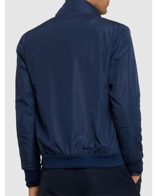 メンズ Kiton ジップ付きナイロンボンバージャケット Blue