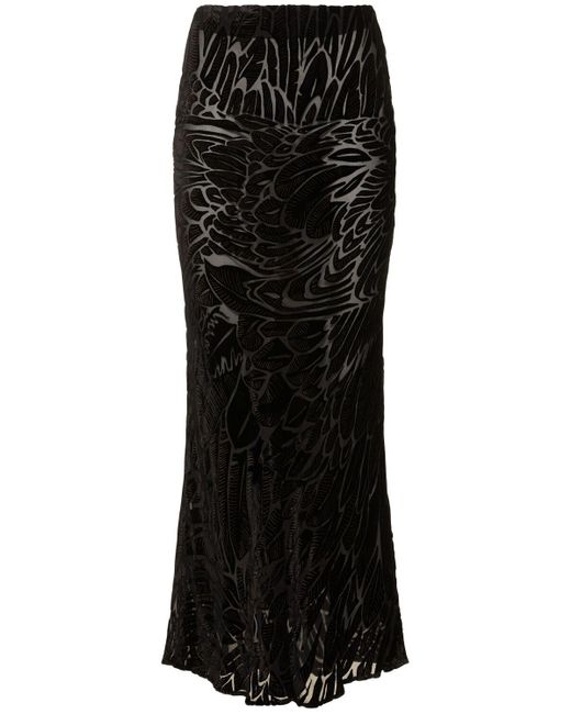 Roberto Cavalli Black Velvet Devoré Long Skirt