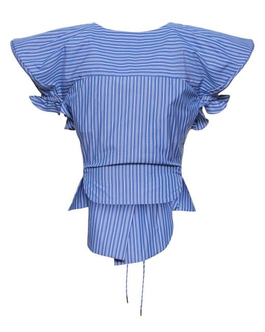 Vivienne Westwood Blue Kate Striped Cotton Lace-up Top