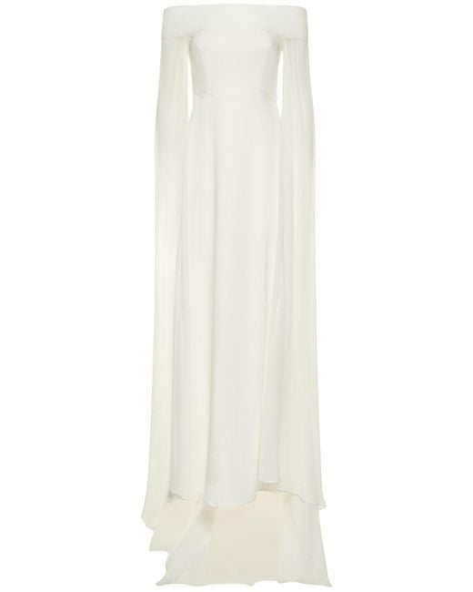 Roland Mouret White Off-the-shoulder Stretch Cady Gown