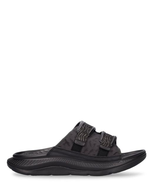 Hoka One One Black Ora Luxe Slide Sandals for men
