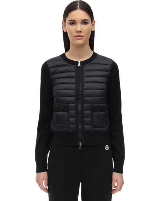 Moncler Black Wool Knit & Nylon Down Hybrid Jacket