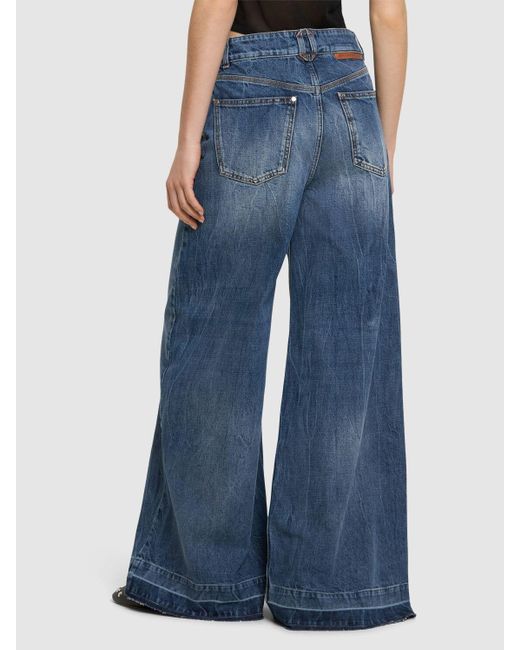 Stella McCartney Blue Denim High Rise Wide Jeans