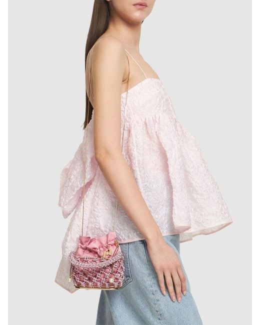 Rosantica Pink Mini Holli Nodi Crystals Top Handle Bag