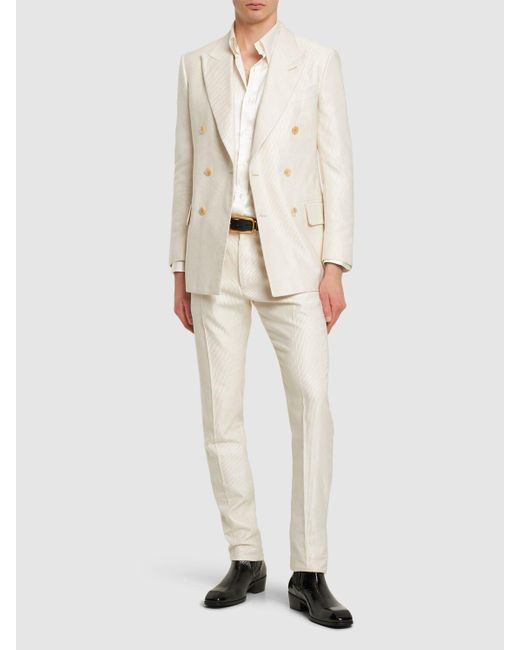 Tom Ford Natural Atticus Silk & Cotton Cannete Pants for men