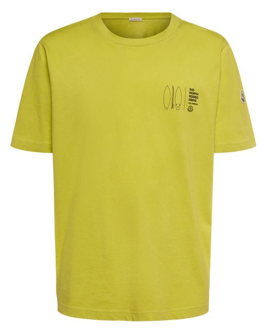 Moncler Printed Cotton T-shirt in Yellow für Herren