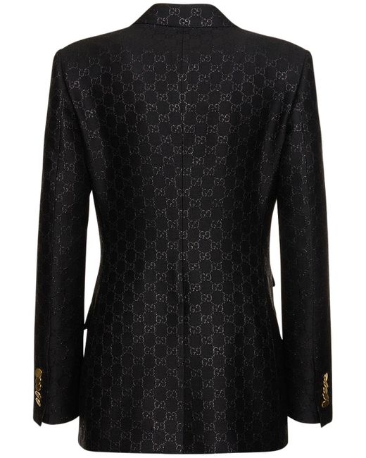 Veste en lamé de laine mélangée gg Gucci en coloris Black