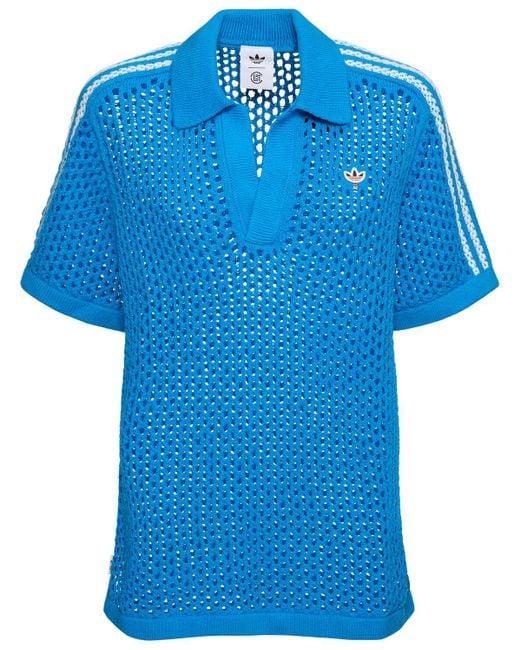 adidas Originals Clot C Open Knit Polo in Blue | Lyst