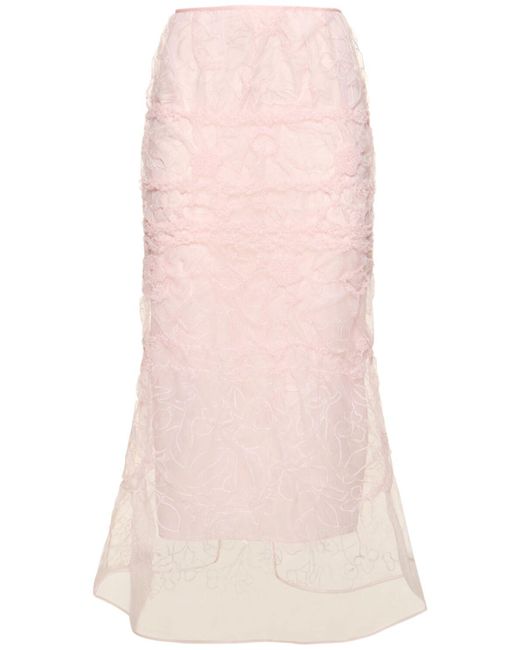 CECILIE BAHNSEN Pink Universe Denali Embroidered Maxi Skirt