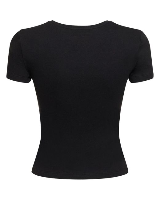 Blumarine Black Crystal Logo Cotton Jersey T-Shirt