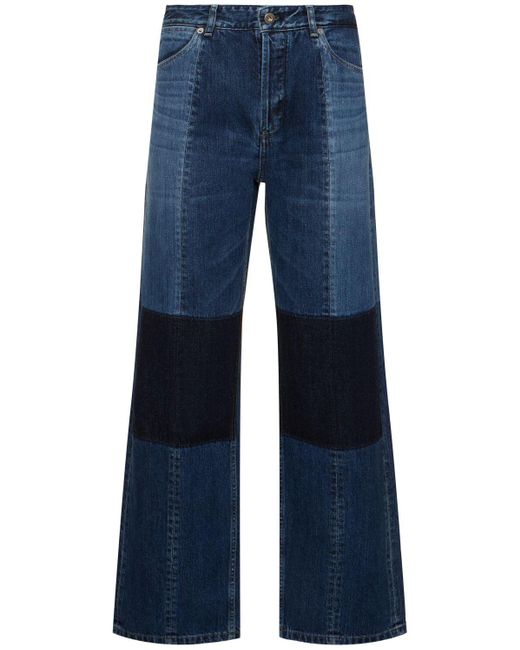 Jeans vita media in denim patchwork washed di Jil Sander in Blue