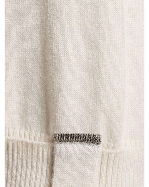 Brunello Cucinelli Natural Embellished Cashmere Knit Sweater