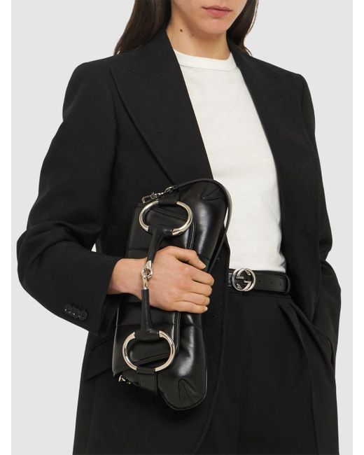 Gucci Black Medium Horsebit Chain Leather Bag