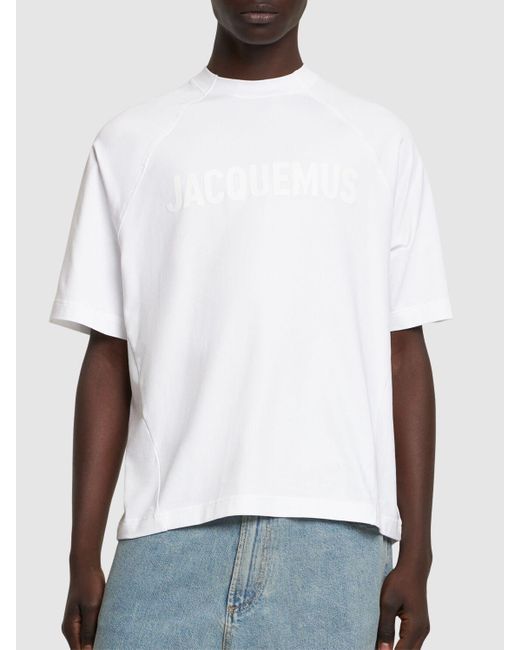 メンズ Jacquemus Le Tshirt Typo コットンtシャツ White