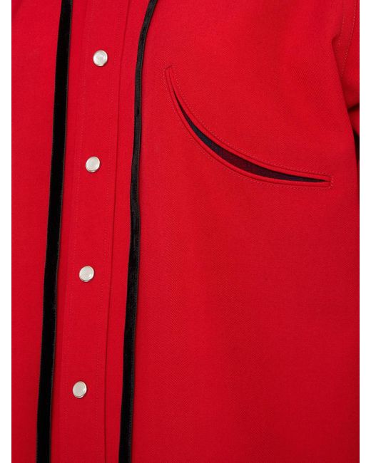 Maison Margiela Red Wool Gabardine Shirt W/ Laces