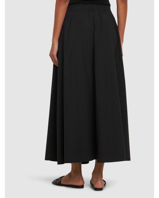 Matteau Black Relaxed Organic Cotton Midi Skirt