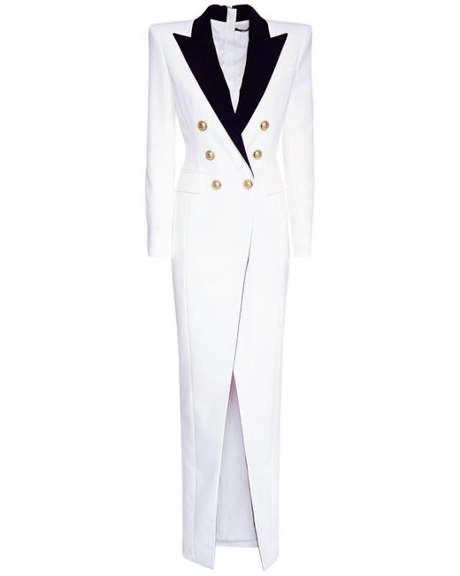 Robe Boutonnée En Crêpe De Viscose Synthétique Balmain en coloris Blanc -  Lyst