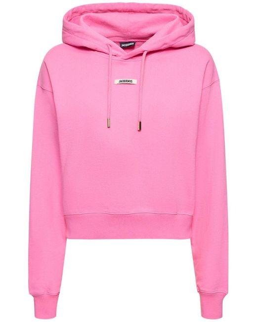 Sweat en coton à capuche le hoodie gros grain Jacquemus en coloris Pink