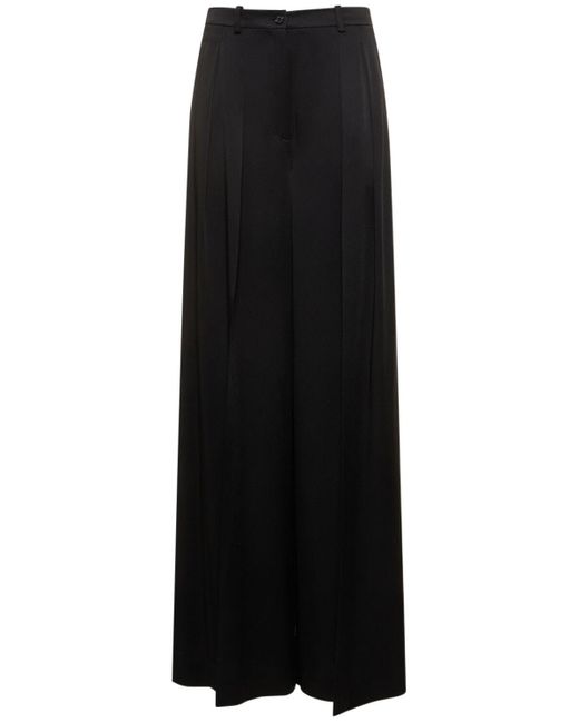 Pantalon droit en satin plissé taille haute Michael Kors en coloris Black