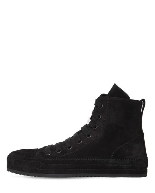 Ann Demeulemeester Black Raven Suede High-top Sneakers for men