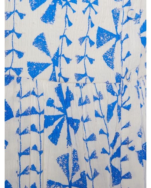 Borgo De Nor Blue Jia Printed Cotton Midi Dress