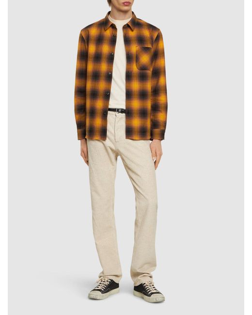 A.P.C. Orange Check Print Cotton Flannel Shirt for men