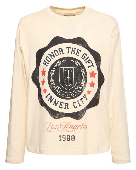 Honor The Gift Langärmeliges T-shirt Aus Baumwolle Mit Logodruck in Natural für Herren