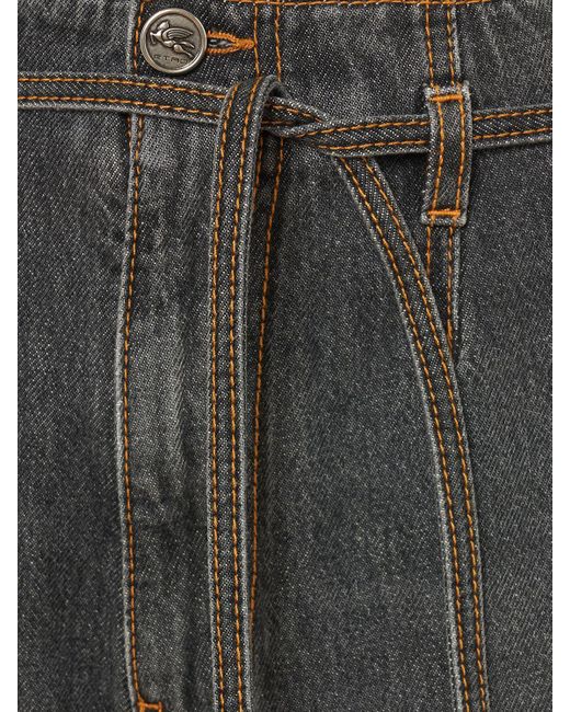 Jeans larghi vita alta in denim di Etro in Gray