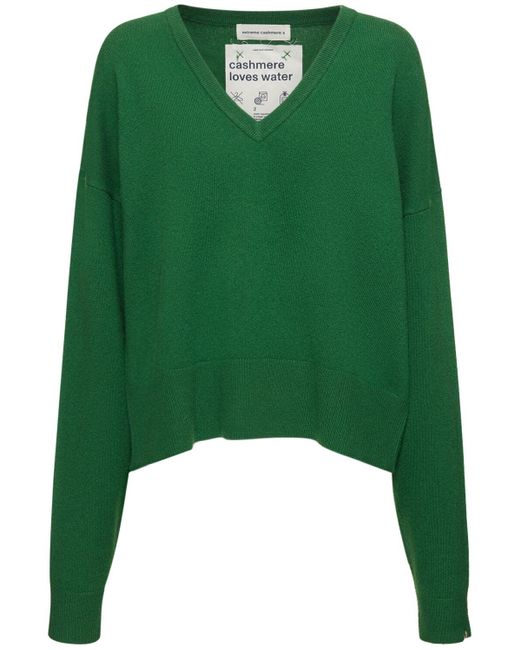 Extreme Cashmere Green Clash Cashmere Blend V Neck Sweater