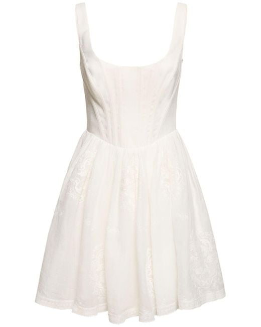 Zimmermann White Alight Embroidered Corset Mini Dress