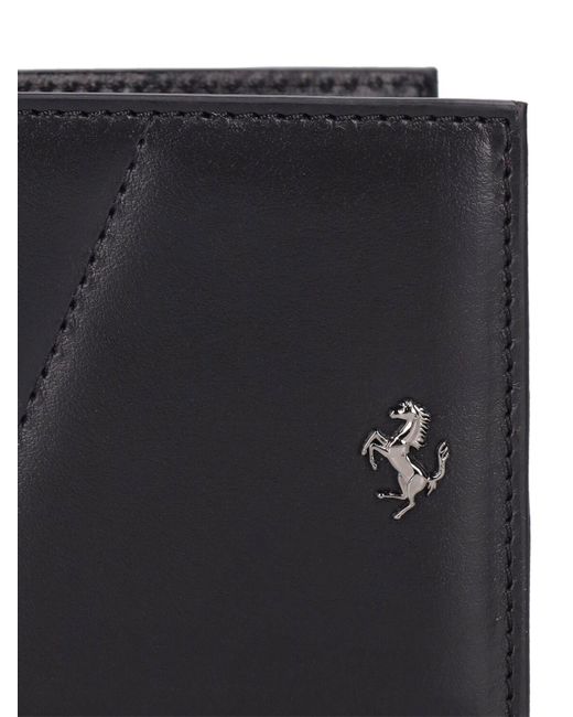 Ferrari Black Logo Smooth Leather Card Holder for men