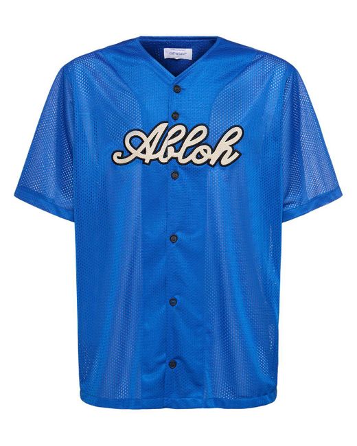 T-shirt basebal in techno mesh di Off-White c/o Virgil Abloh in Blue da Uomo