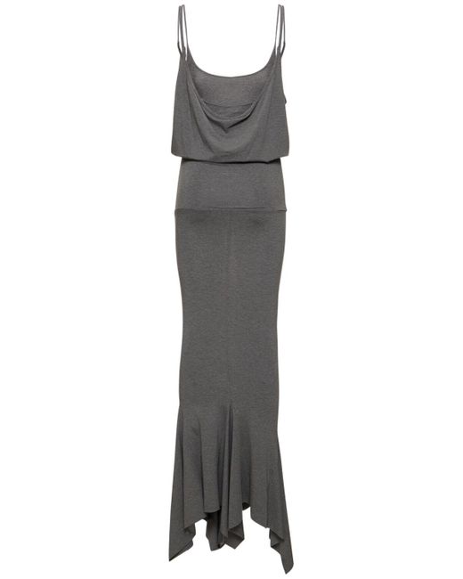 The Attico Gray Draped Jersey Mélange Midi Dress