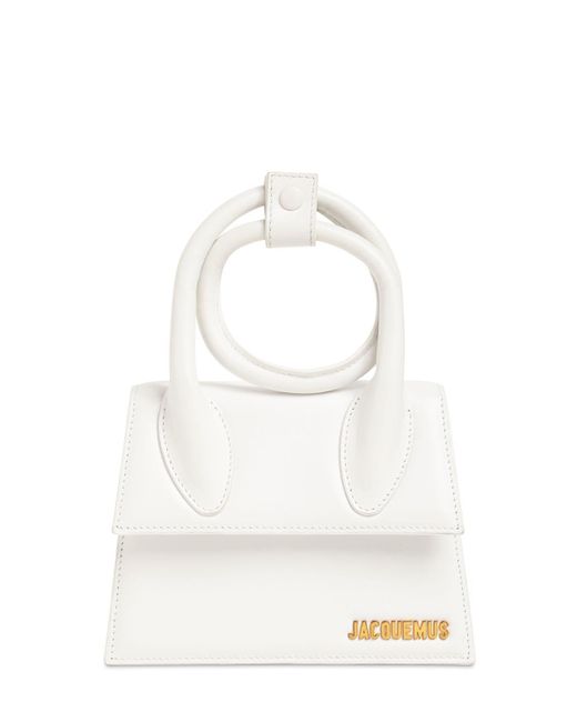 Jacquemus White Le Chiquito Noeud Leather Top Handle Bag