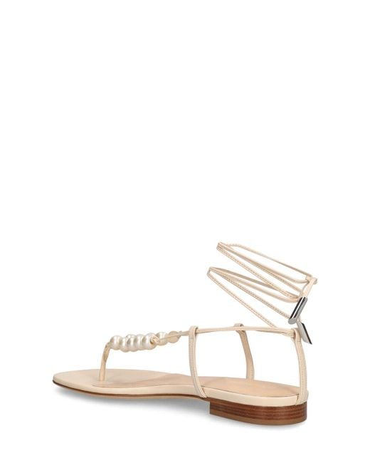 Magda Butrym White 10Mm Grosgrain & Pearls Flat Sandals