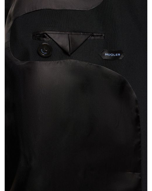 Mugler Black Double Breast Viscose & Wool Jacket for men