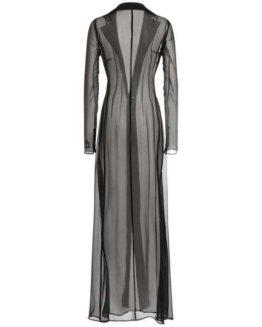 Vestido camisero largo de seda transparente Dolce & Gabbana de color Black