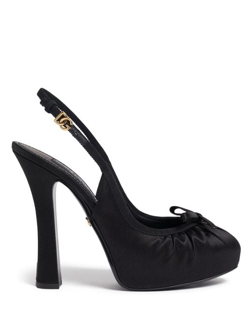 Dolce & Gabbana サテンプラットフォーム スリングバックヒール 105mm Black