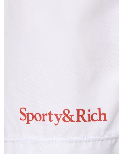 Sporty & Rich White Serif Logo Sport Shorts