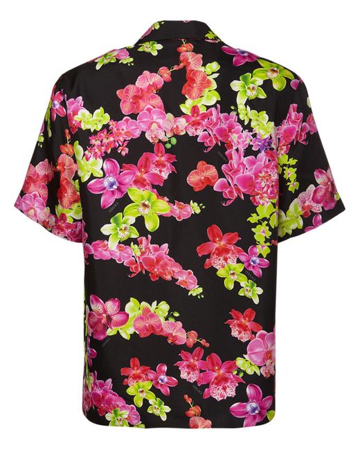 Versace Seidenhemd mit Blumen-Print in Pink für Herren