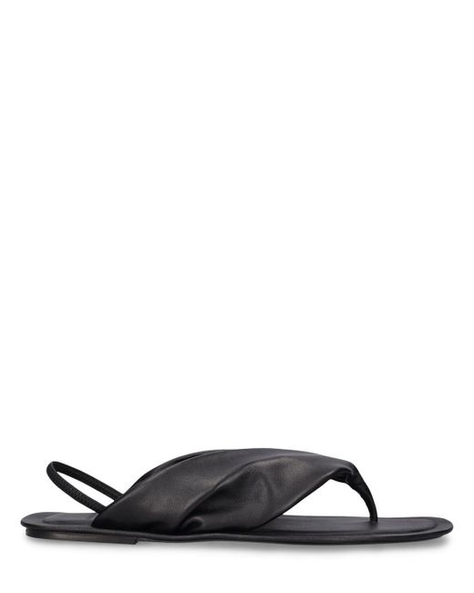 Loulou Studio Black Sahado Leather Slingback Flat Sandals