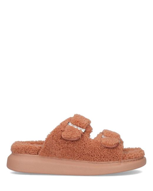 Alexander McQueen 50mm Shearling Slide Sandals - Lyst