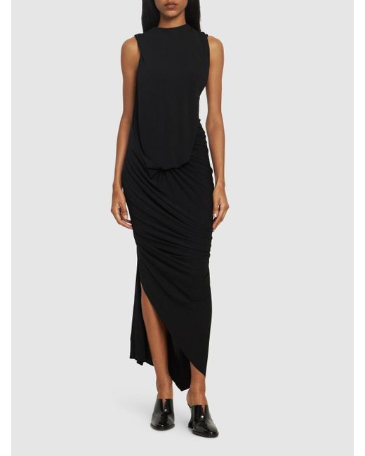 Christopher Esber Black Asymmetrisches Kleid Aus Viskose "monstera"