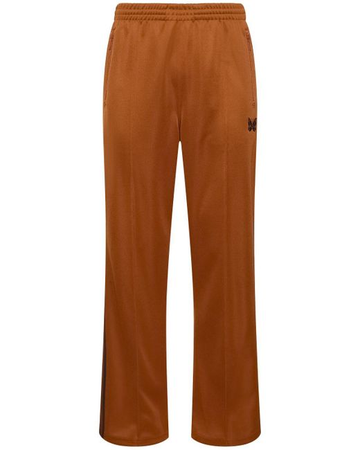 Needles Brown Logo Smooth Poly Track Pants for men