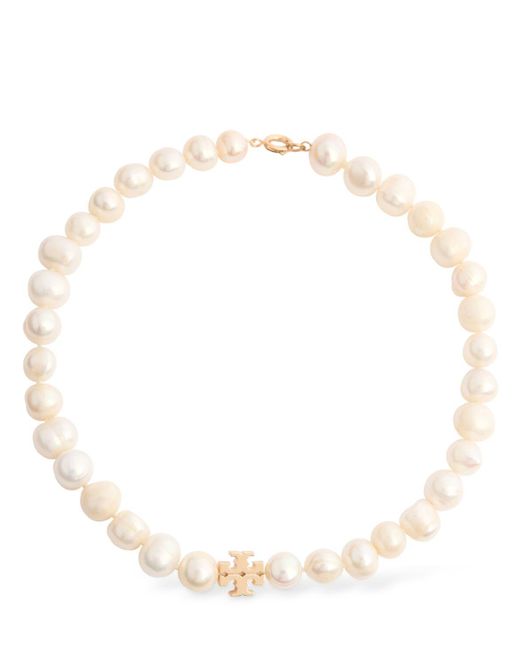 Tory Burch White Kira Pearl Collar Necklace